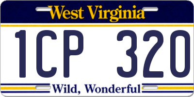 WV license plate 1CP320
