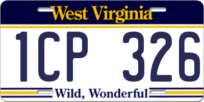 WV license plate 1CP326