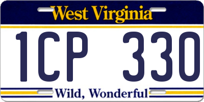 WV license plate 1CP330