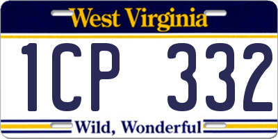 WV license plate 1CP332