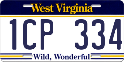 WV license plate 1CP334