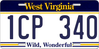 WV license plate 1CP340