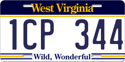 WV license plate 1CP344