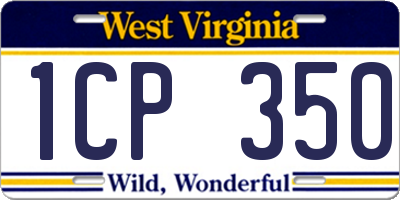 WV license plate 1CP350