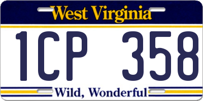 WV license plate 1CP358