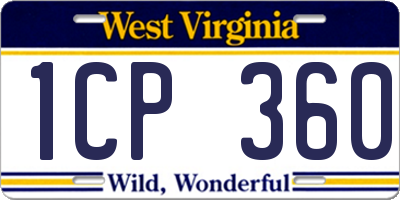 WV license plate 1CP360