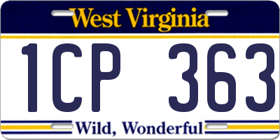 WV license plate 1CP363