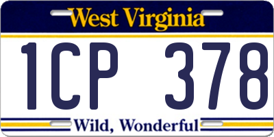 WV license plate 1CP378