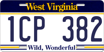 WV license plate 1CP382
