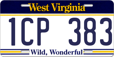 WV license plate 1CP383