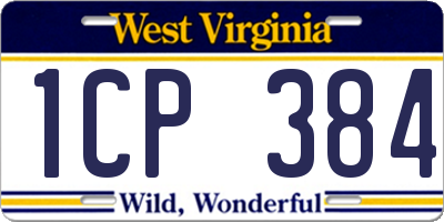 WV license plate 1CP384