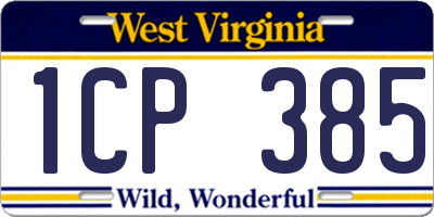 WV license plate 1CP385