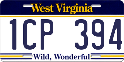 WV license plate 1CP394