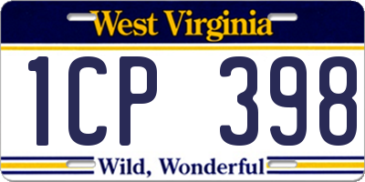 WV license plate 1CP398