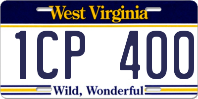 WV license plate 1CP400