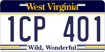 WV license plate 1CP401