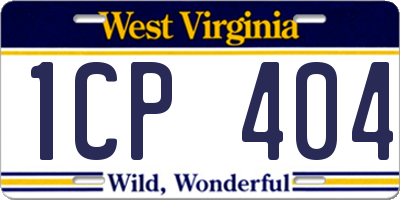 WV license plate 1CP404