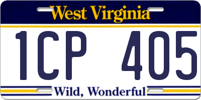 WV license plate 1CP405