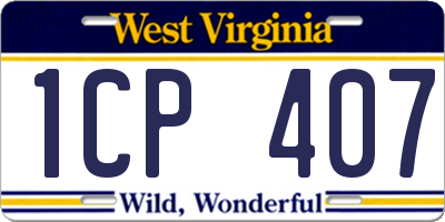 WV license plate 1CP407