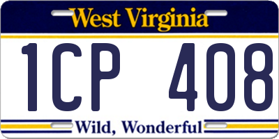 WV license plate 1CP408