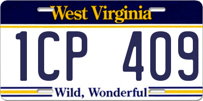 WV license plate 1CP409