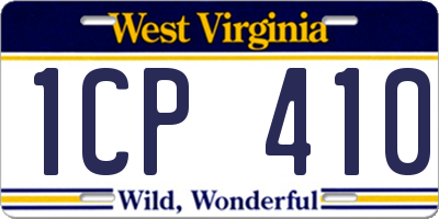 WV license plate 1CP410