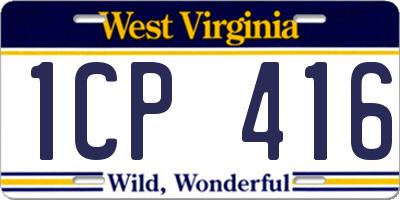 WV license plate 1CP416