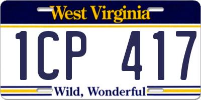 WV license plate 1CP417