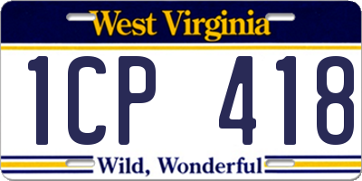 WV license plate 1CP418