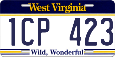 WV license plate 1CP423