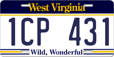WV license plate 1CP431