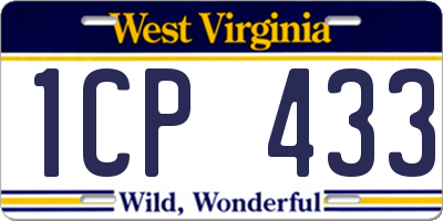WV license plate 1CP433