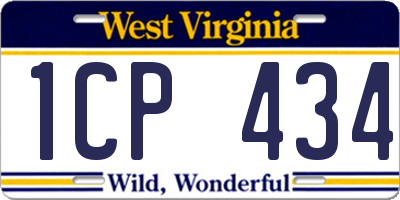 WV license plate 1CP434