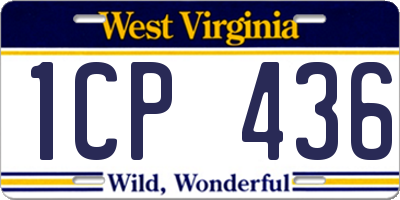 WV license plate 1CP436