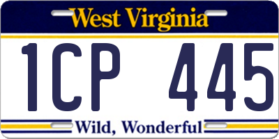 WV license plate 1CP445
