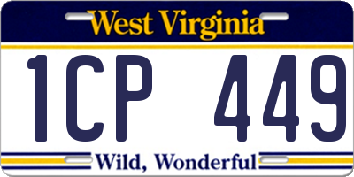 WV license plate 1CP449