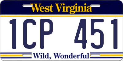WV license plate 1CP451