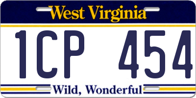 WV license plate 1CP454