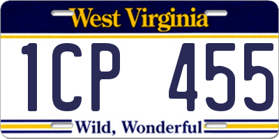 WV license plate 1CP455