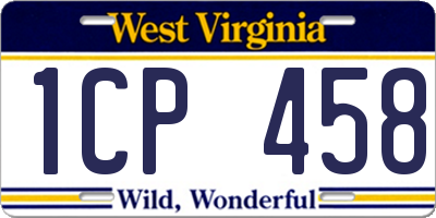 WV license plate 1CP458