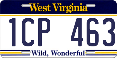 WV license plate 1CP463
