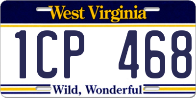 WV license plate 1CP468