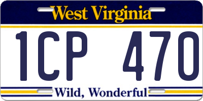 WV license plate 1CP470