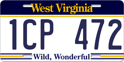 WV license plate 1CP472