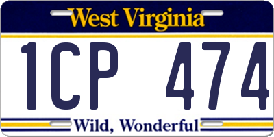 WV license plate 1CP474