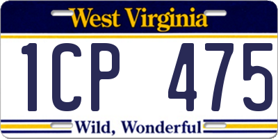 WV license plate 1CP475