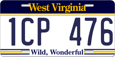 WV license plate 1CP476
