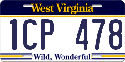 WV license plate 1CP478