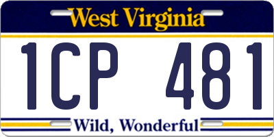 WV license plate 1CP481