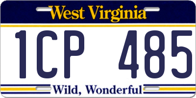 WV license plate 1CP485